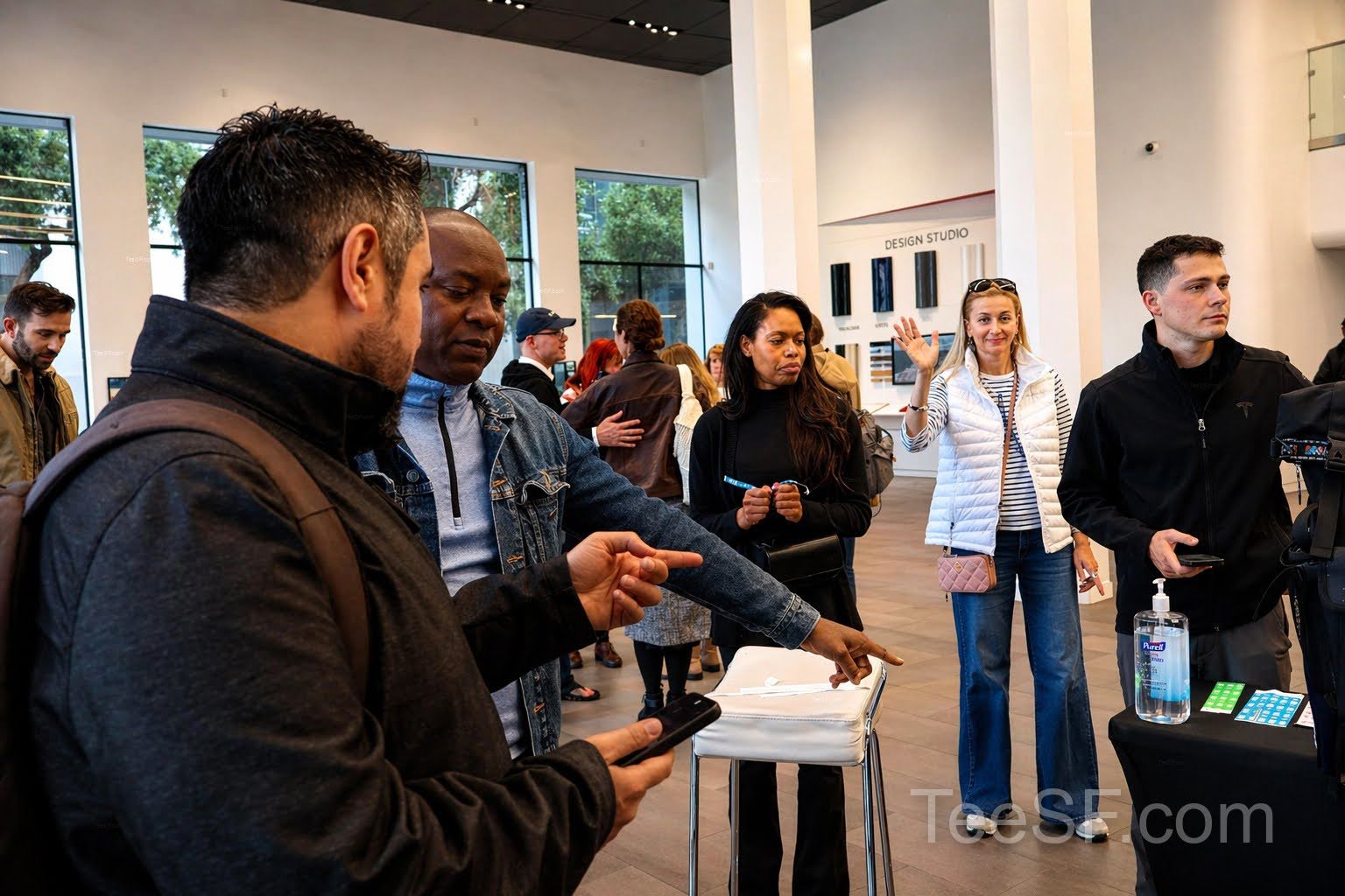 A photo from a pitch night event at Tesla in San Francisco.